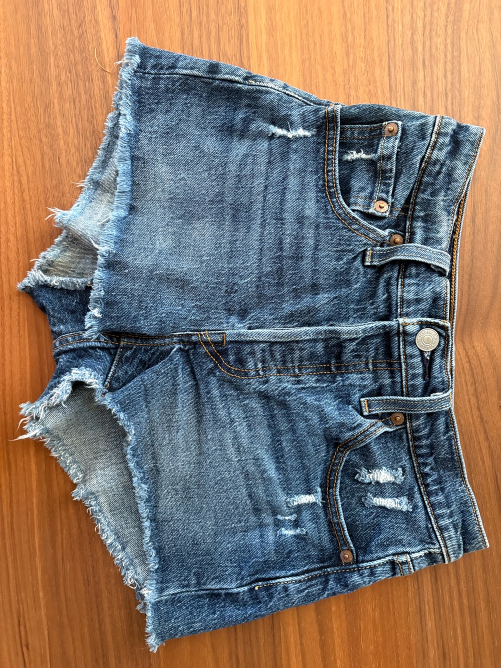 Levi's Distressed Blue Denim Cutoff Shorts